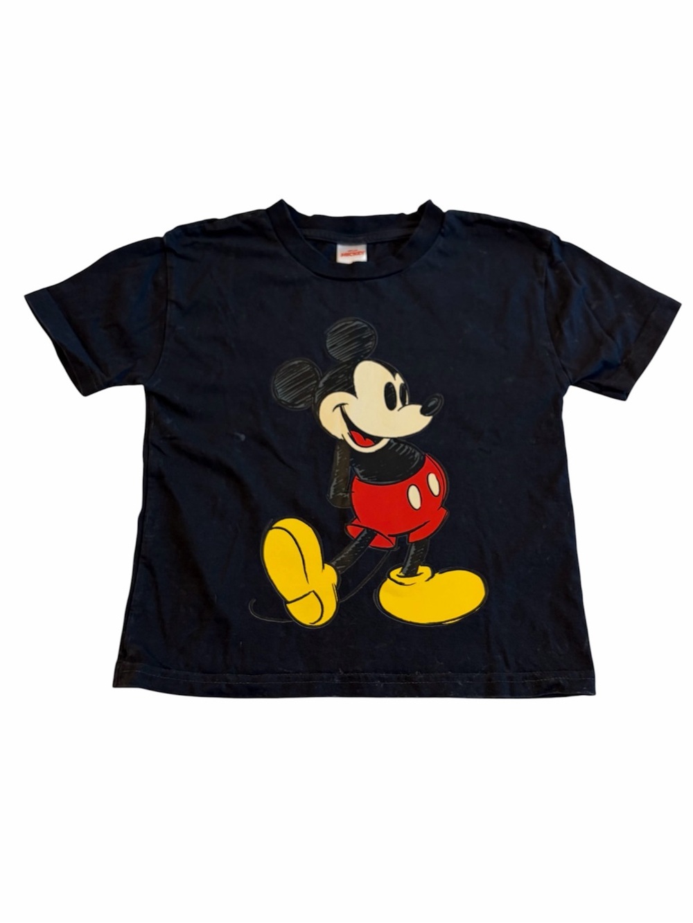 Disney Kids Black Wash 100% Cotton Mickey Mouse and Pluto Graphic T-shirt Boys 6 - Picture 2 of 13